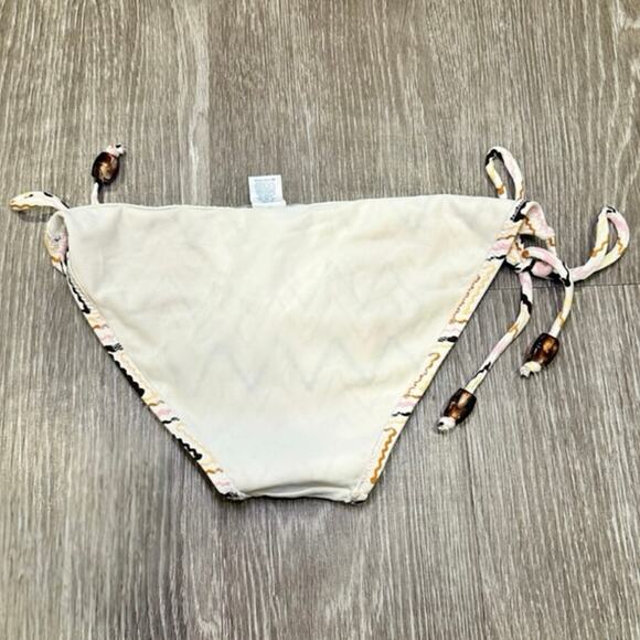 Eberjey Pastel Pink, Brown & Orange Chevron Zig-Zag Striped Beaded String Bikini - Picture 7 of 10